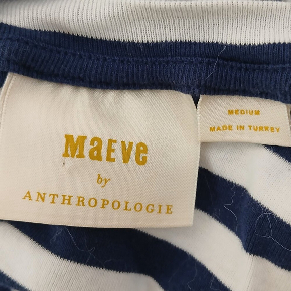 Anthropologie Maeve Sleeveless Cropped Blue+White Striped Sleeveless Top Size M - Picture 5 of 8